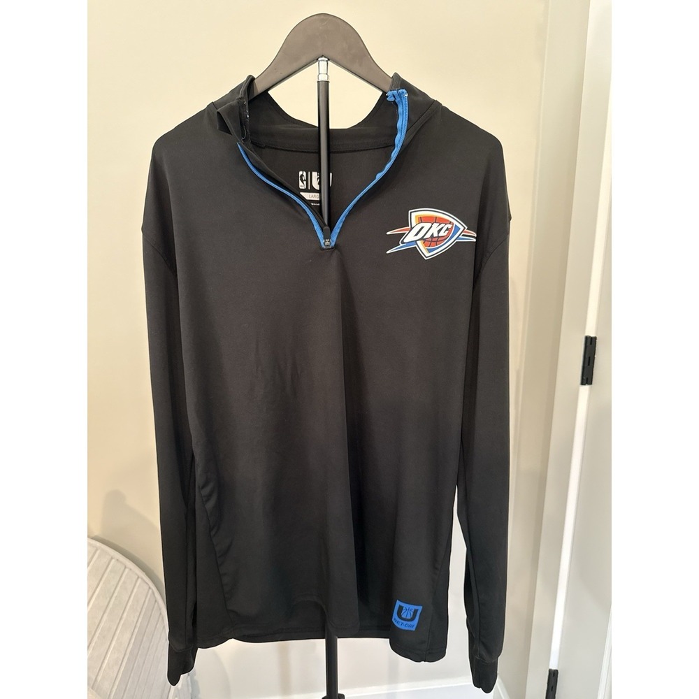 OKC Thunder Net-Dri 1/4 Zip Pullover Mens Large Black Athletic Long Sleeve